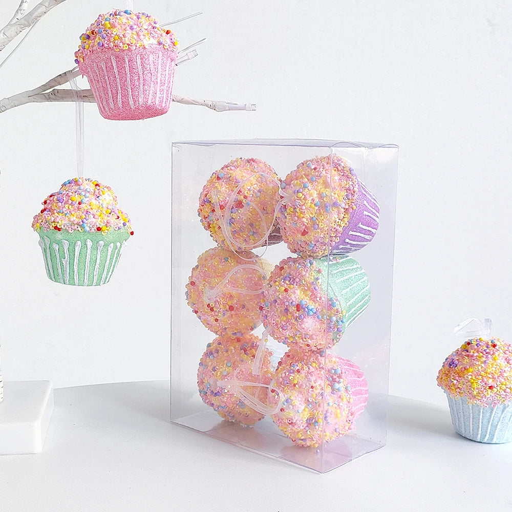 Mix Cute Candy Donuts Cupcake Ice Cream Cone Christmas Ornaments Kit Christmas Tree Hanging Decorations Gifts Navidad Natal