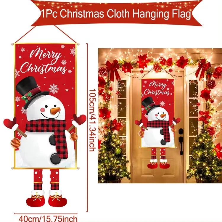 Merry Christmas Hanging Flag Christmas Decorations For Home 2024 Christmas Door Banner Xmas Gifts Navidad Happy New Year 2025
