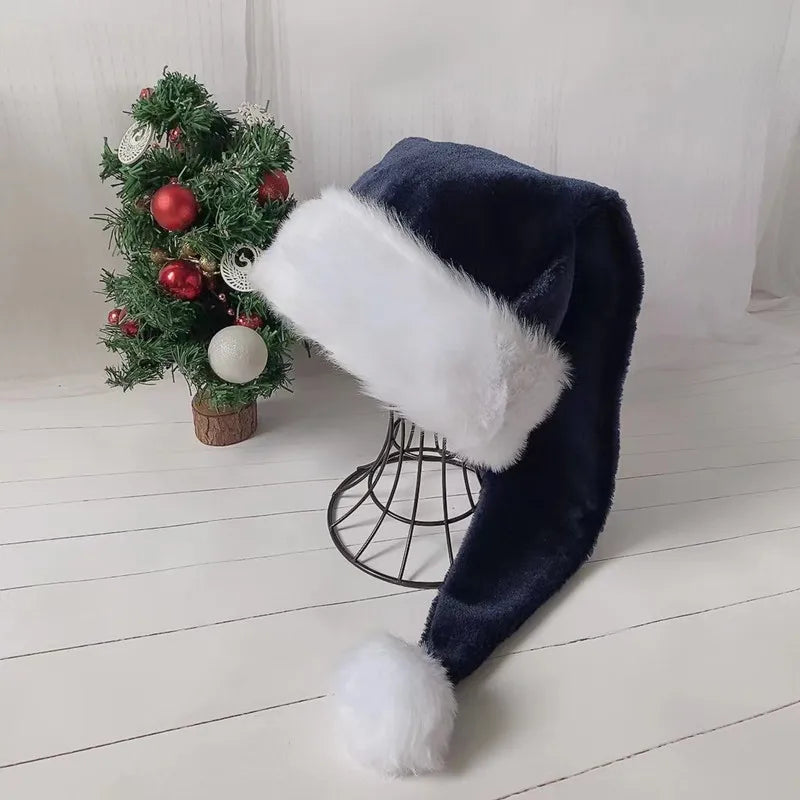 Christmas Black Red Plush Hat Santa Novelty Hat Kids Christmas Decorations For New Year Home Santa Claus Gift Party Supplies