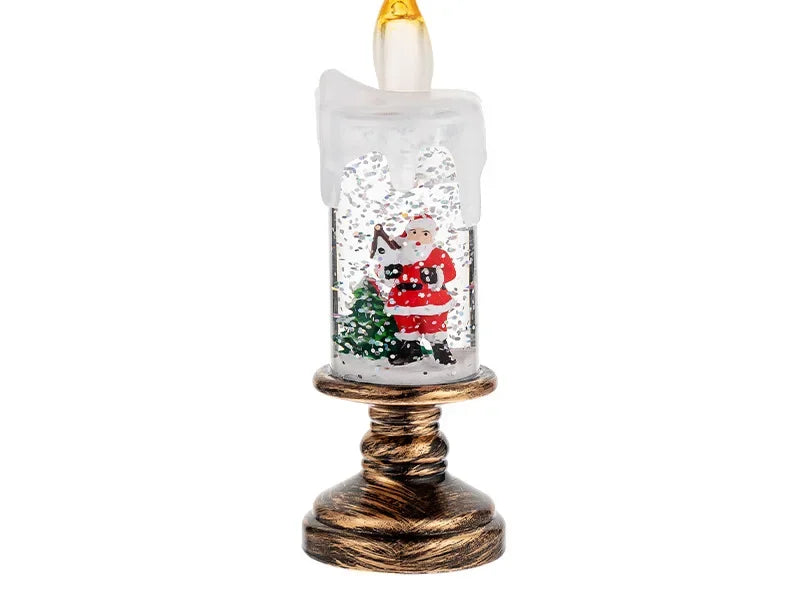 Hot Christmas Decorations Wind Lamp Candle Candlestick Crystal Ball Lights Snow Snowflake Music Box Xmas Gift Scene Arrangement