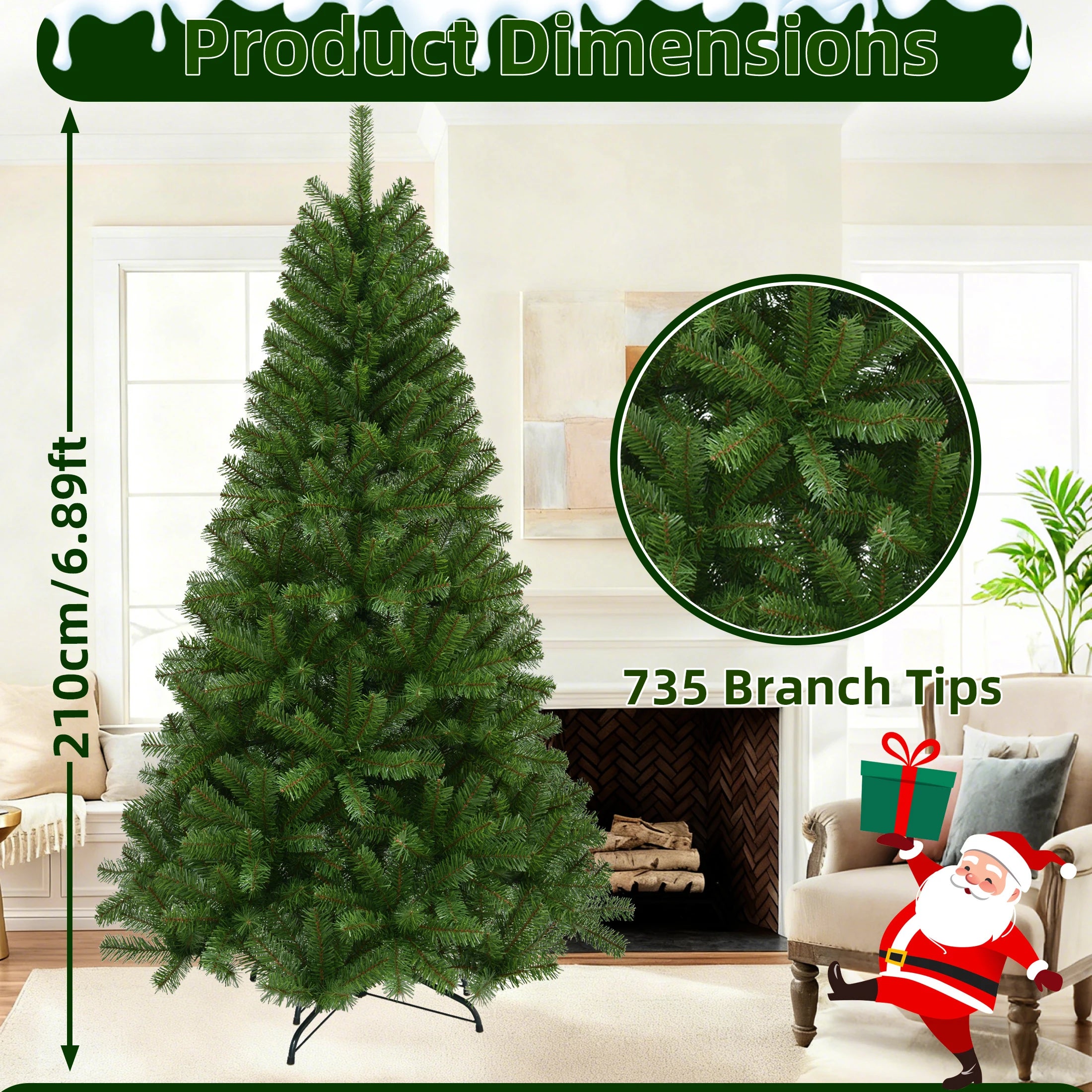 Christmas Decorations 210/180/150/120CM Artificial Christmas Tree Green Xmas Decor New Year Holiday Party Room Decor Home Decor