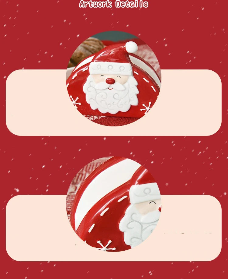 JUSTINLAU Santa Claus Napkin Holder Nordic Style Creative Ceramic Relief Christmas Tissue Holder Home Decoration for Xmas Gift