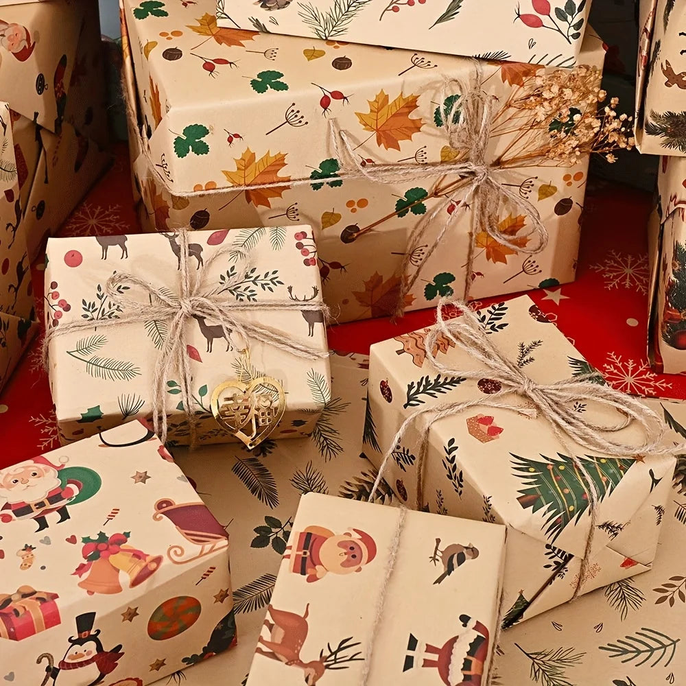 10 Rolls of Christmas Wrapping Paper, Suitable for Use in Shops, Suitable for Packaging New Year Gifts, Birthday Gifts