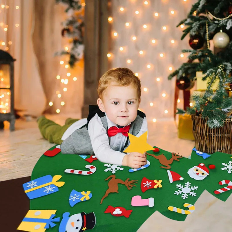 DIY Felt Christmas Tree Christmas Decoration for Home Navidad 2022 New Year Christmas Ornaments Santa Claus Xmas Kids Gifts
