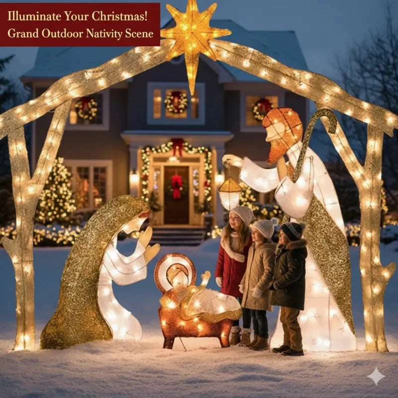 Garden Nativity Scene Decoration Christmas Ornament Christmas Easter Creative Outdoor Indoor Display Figurine Holiday Home Decor