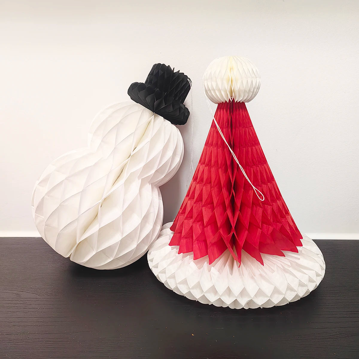 3PCS/SET  Hanging Christmas Centerpiece Decorations Santa Hat+Snow man+Christmas Tree Honeycomb Ornaments for Party Table Decor