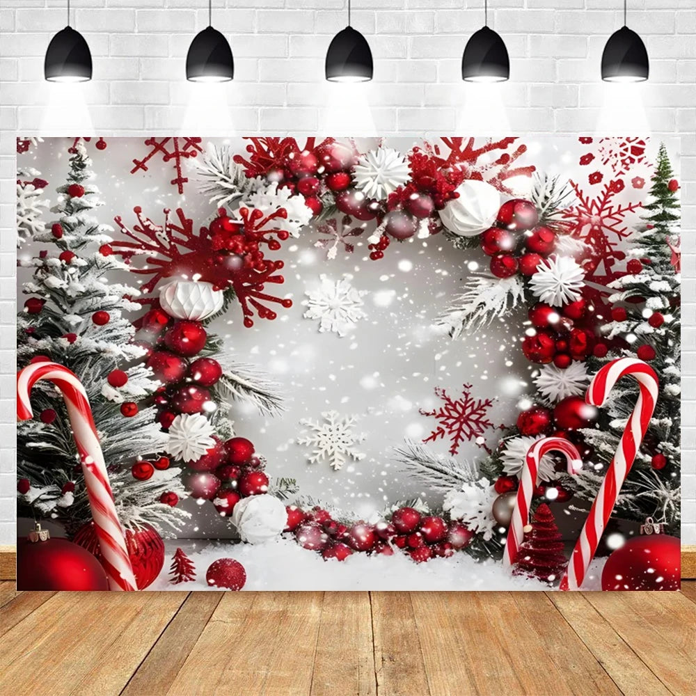 Christmas Photography Backdrop Xmas Tree Gift Toy Window Wood Door Kids Portrait Family Party Photo Background Decor Photostudio