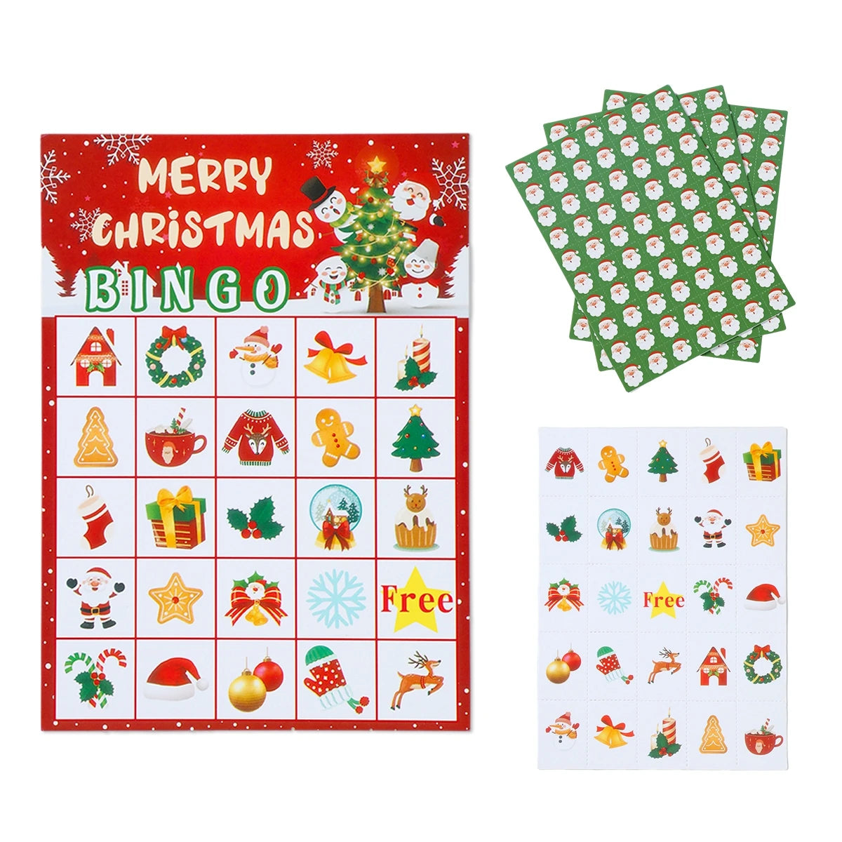 Christmas Bingo Game Christmas Decoration for Home 2024 Games with Reward Sticker Xmas Ornament Navidad Natal New Year Gift 2025
