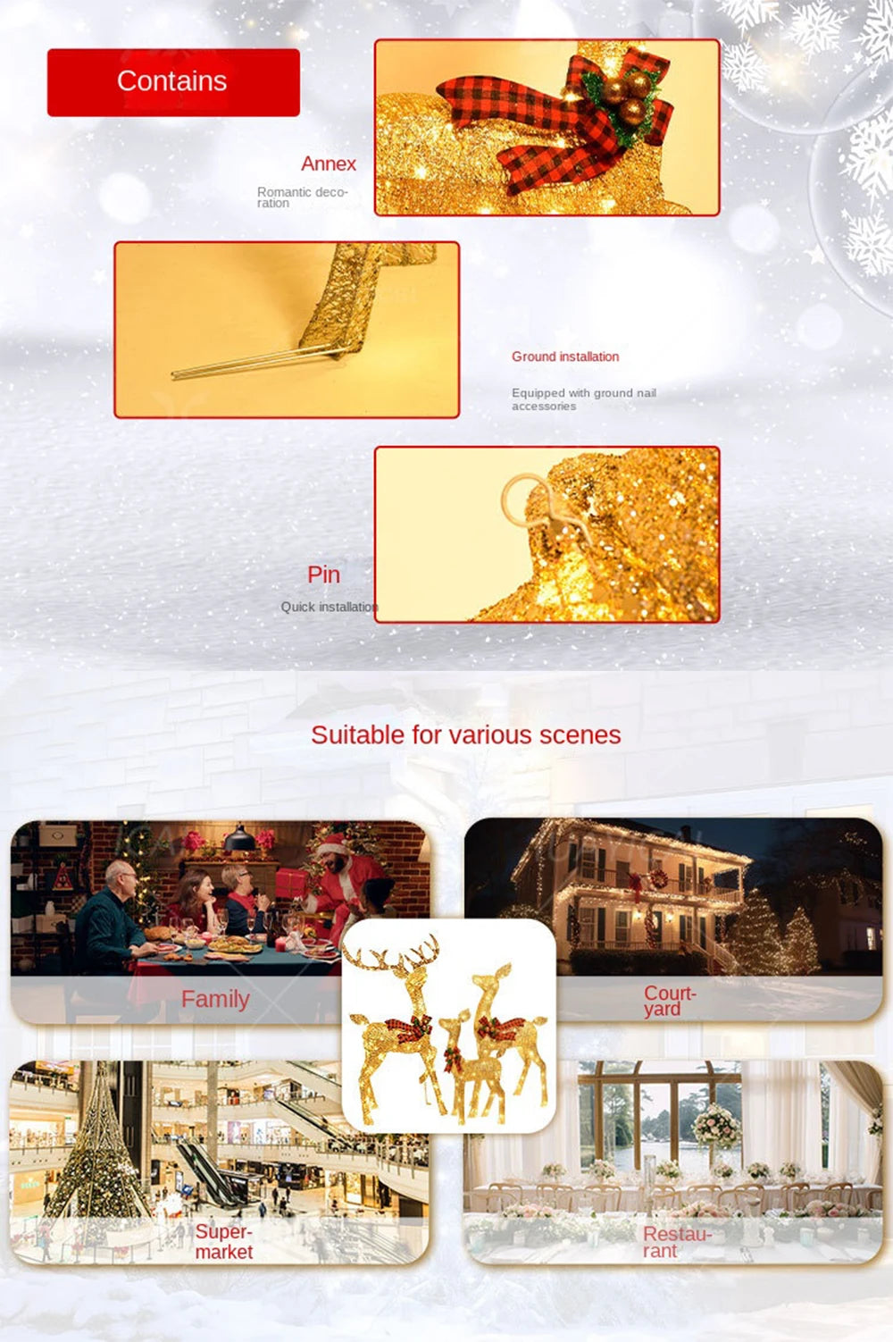 Christmas decorations Christmas Glow deer decorations mother and son deer ornaments Outdoor layout reindeer lights