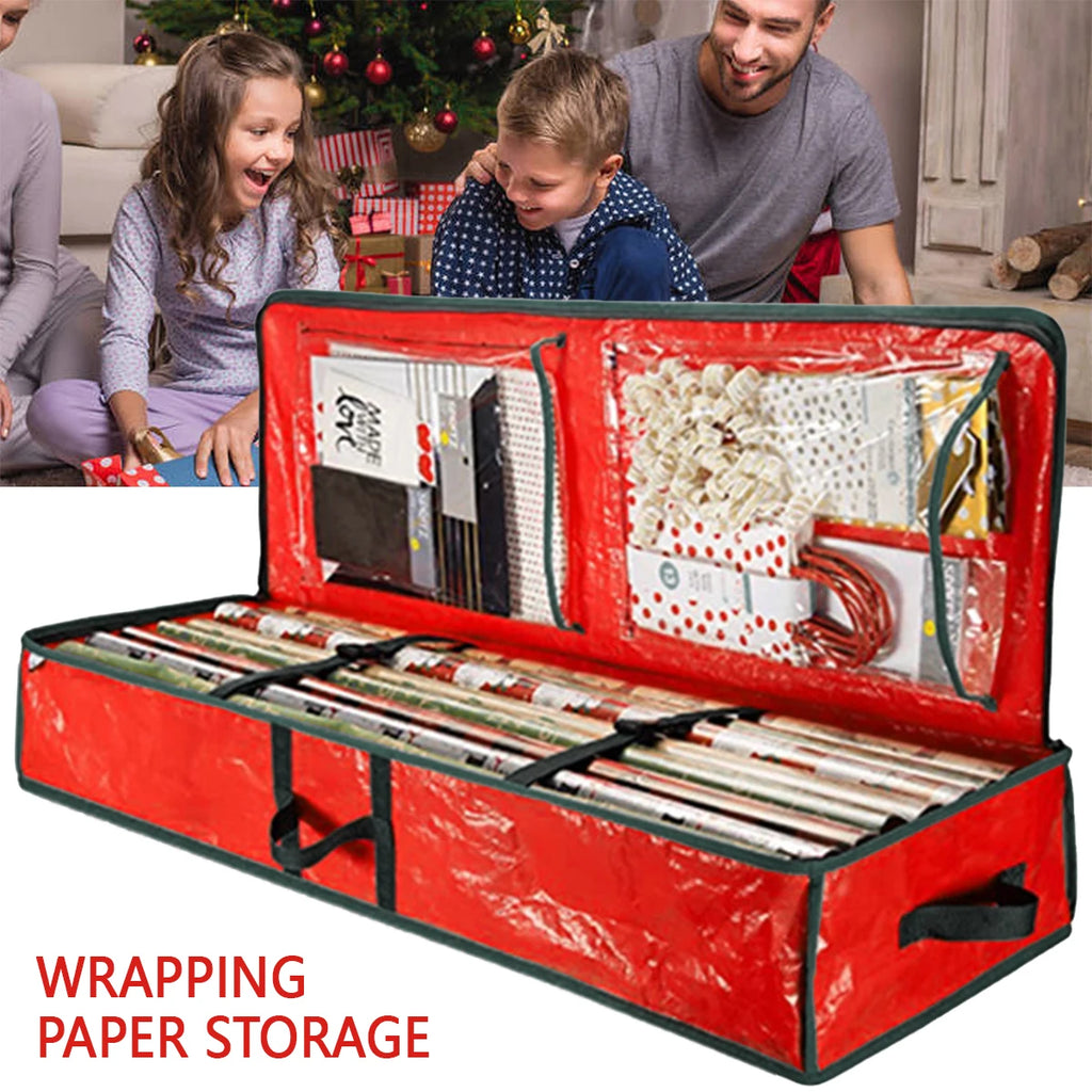 Christmas Wrapping Paper Storage Organizer 40" Durable 600D Oxford Fabric Gift Wrap Storage Bag Fits Ribbon Ornaments Holiday