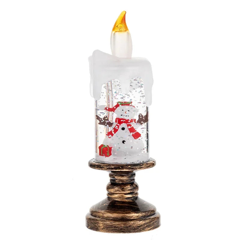 Hot Christmas Decorations Wind Lamp Candle Candlestick Crystal Ball Lights Snow Snowflake Music Box Xmas Gift Scene Arrangement