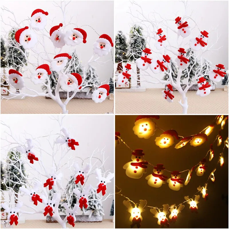 Snowman Christmas LED Garland String Light Merry Christmas Decorations For Home 2024 Xmas Tree Ornament Navidad New Year Gifts
