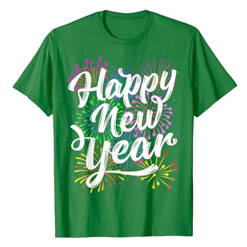 New Years Eve Party Supplies Happy New Year Fireworks T-Shirt Gift Humor Funny Saying Tee Women Men Family Matching Outfits