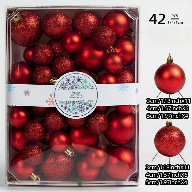 42 Christmas Balls, Christmas Tree Decorations, Hanging Balls In Various Colors, Christmas Decorative Balls, and Christmas Decor