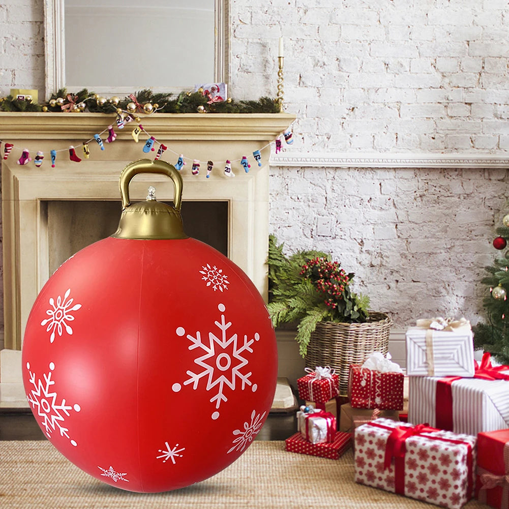 60cm Giant Inflatable Christmas Balls PVC Giant Big Large Balls Xmas Tree Decorations Toy Outdoor Xmas Holiday Yard Lawn Balls