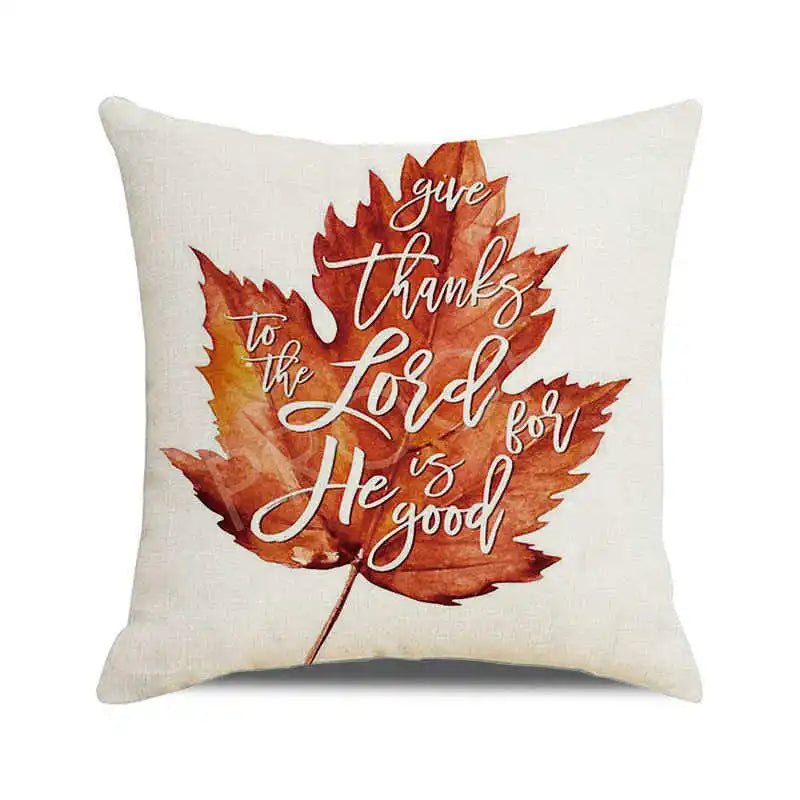 Happy Thanksgiving! Autumn maple leaves Digital printing short plush pillow covers for car sofa office cushion cover home goods