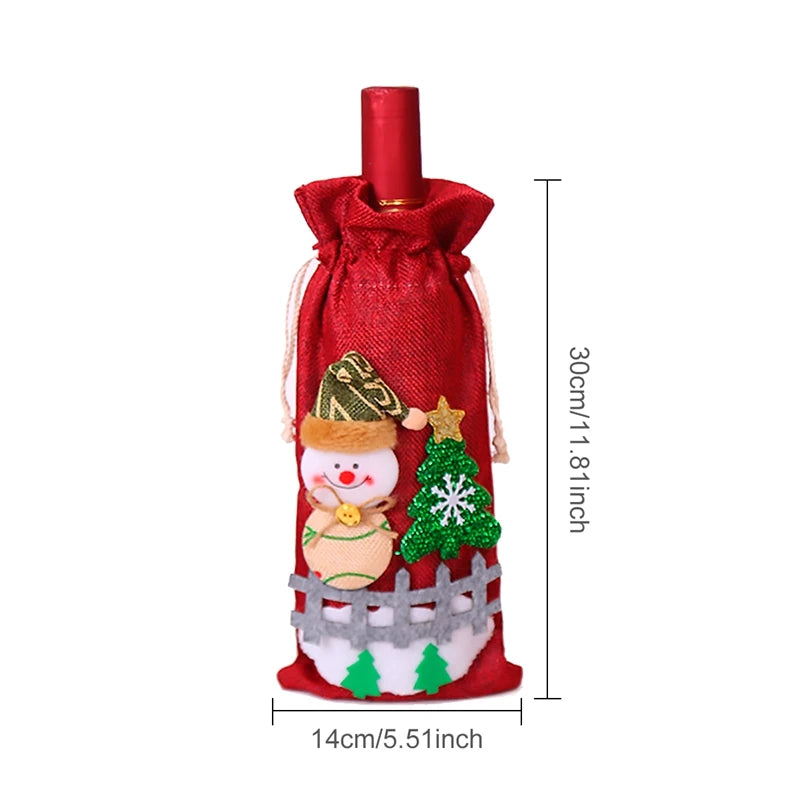Christmas Wine Bottle Cover Merry Christmas Decoration For Home 2024 Christmas Ornaments Decor Happy New Year 2025 Navid Noel