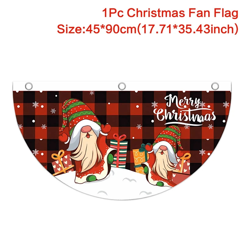 Christmas Outdoor Fan-shaped Flag Banner Merry Christmas Decoration for Home 2024 Xmas Ornament Navidad Natal Noel New Year 2025