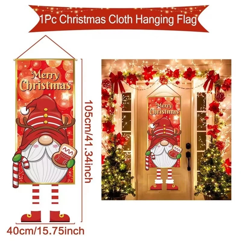 Merry Christmas Hanging Flag Christmas Decorations For Home 2024 Christmas Door Banner Xmas Gifts Navidad Happy New Year 2025