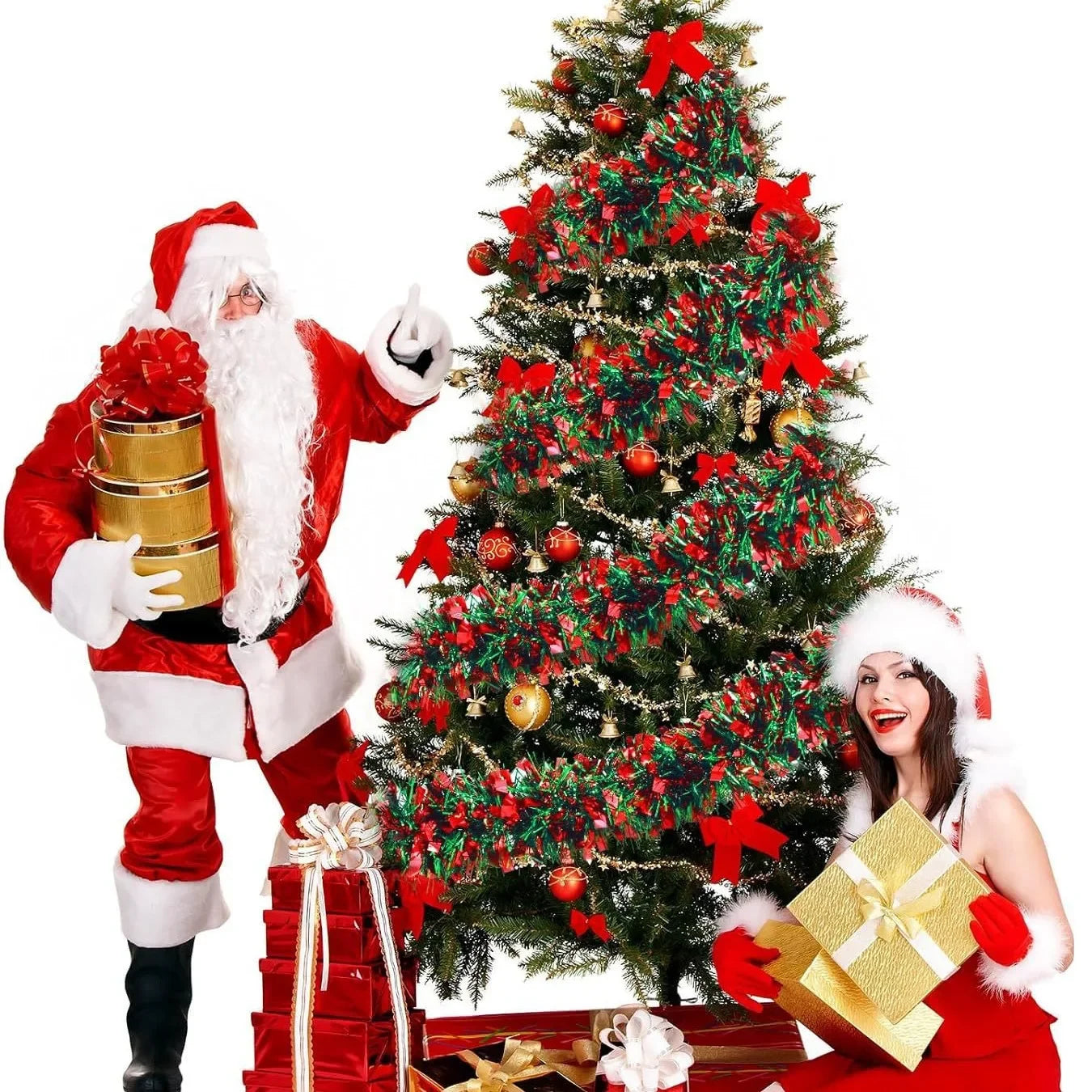 2M Merry Christmas Decorations Strip Ribbon Christmas Tree Ornament Bears Gingerbread People Snowmen New Year Supplies Red Green