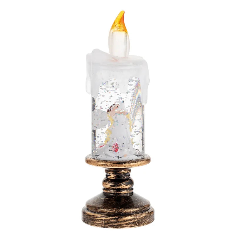 Hot Christmas Decorations Wind Lamp Candle Candlestick Crystal Ball Lights Snow Snowflake Music Box Xmas Gift Scene Arrangement
