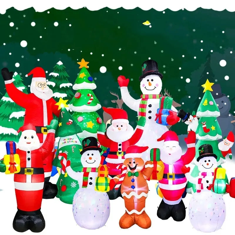 Christmas Inflatable Decoration Toy Built-in LED Lights Inflatable Model Indoor Outdoor Ornament Xmas Party New Year Garden Deco