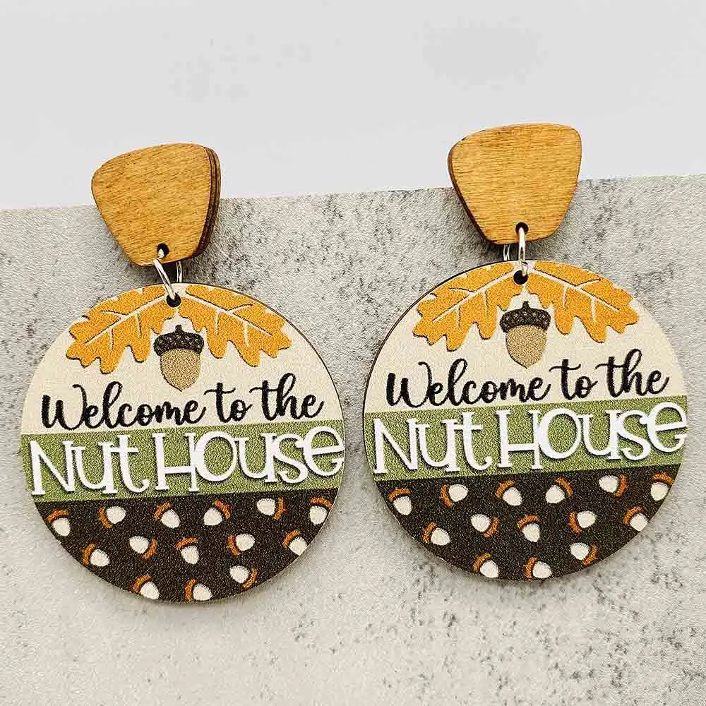 Autumn Thanksgiving Earrings Turkey Pumpkin Maple Leaf Wooden Earrings Women's Thanksgiving Festival Jewelry