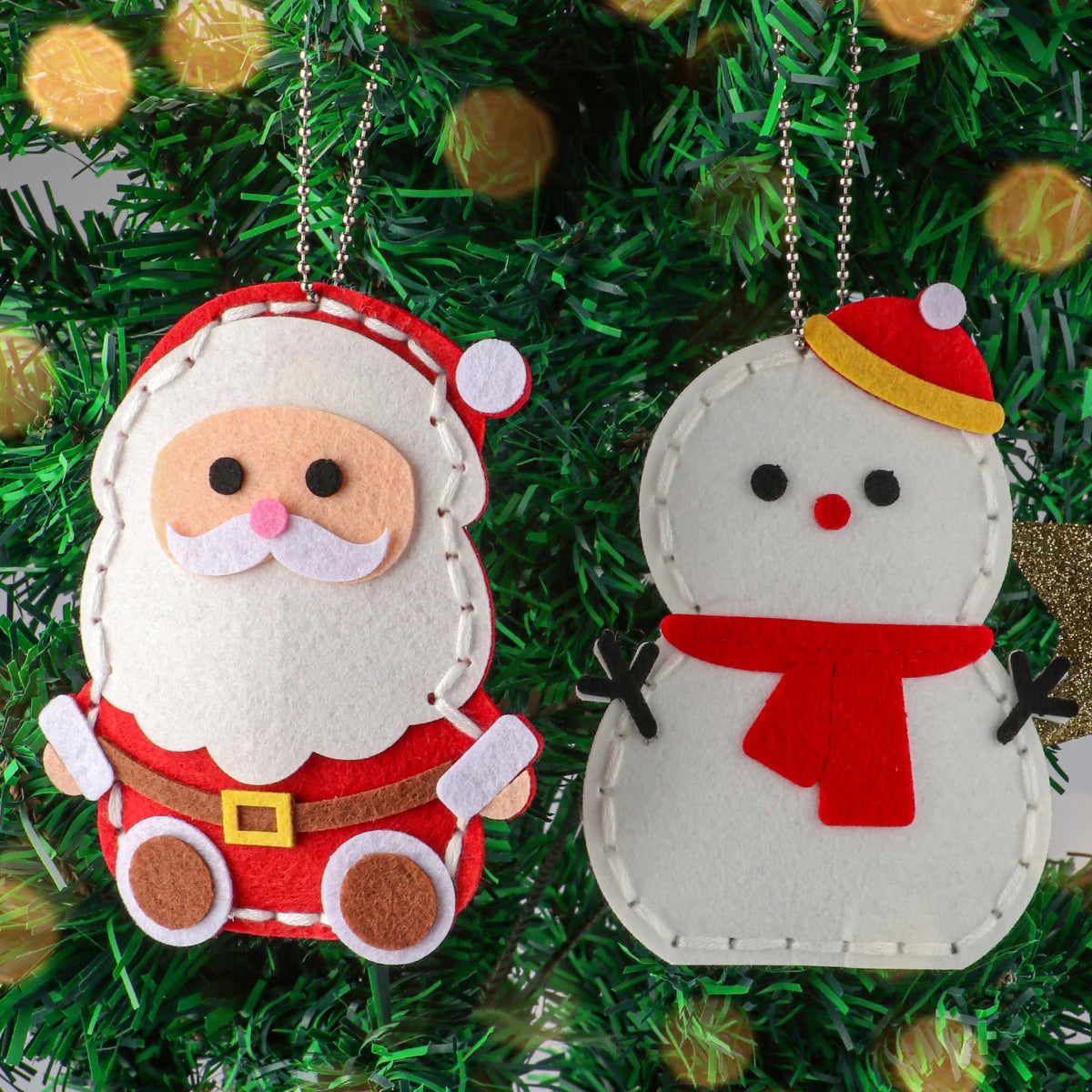 9-piece DIY Christmas sewing material pack for beginners; easy to make Christmas tree ornaments including gingerbread man, reind