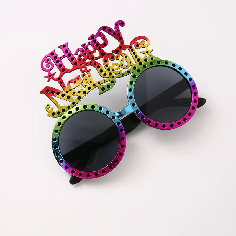 Happy New Year Glasses Colorful Frame Photo Props Merry Christmas Ornaments Xmas Navidad Gifts New Year Eve Party Decor