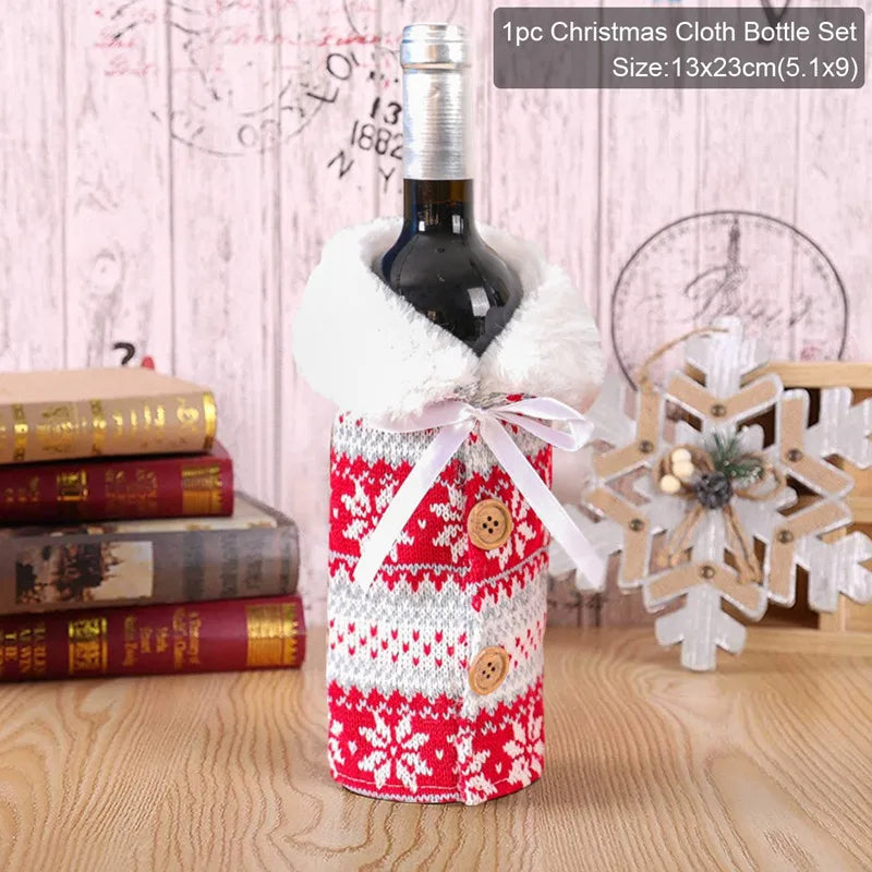 Christmas Wine Bottle Cover Merry Christmas Decorations For Home 2025 Cristmas Ornament Xmas Navidad Gifts Happy New Year 2026