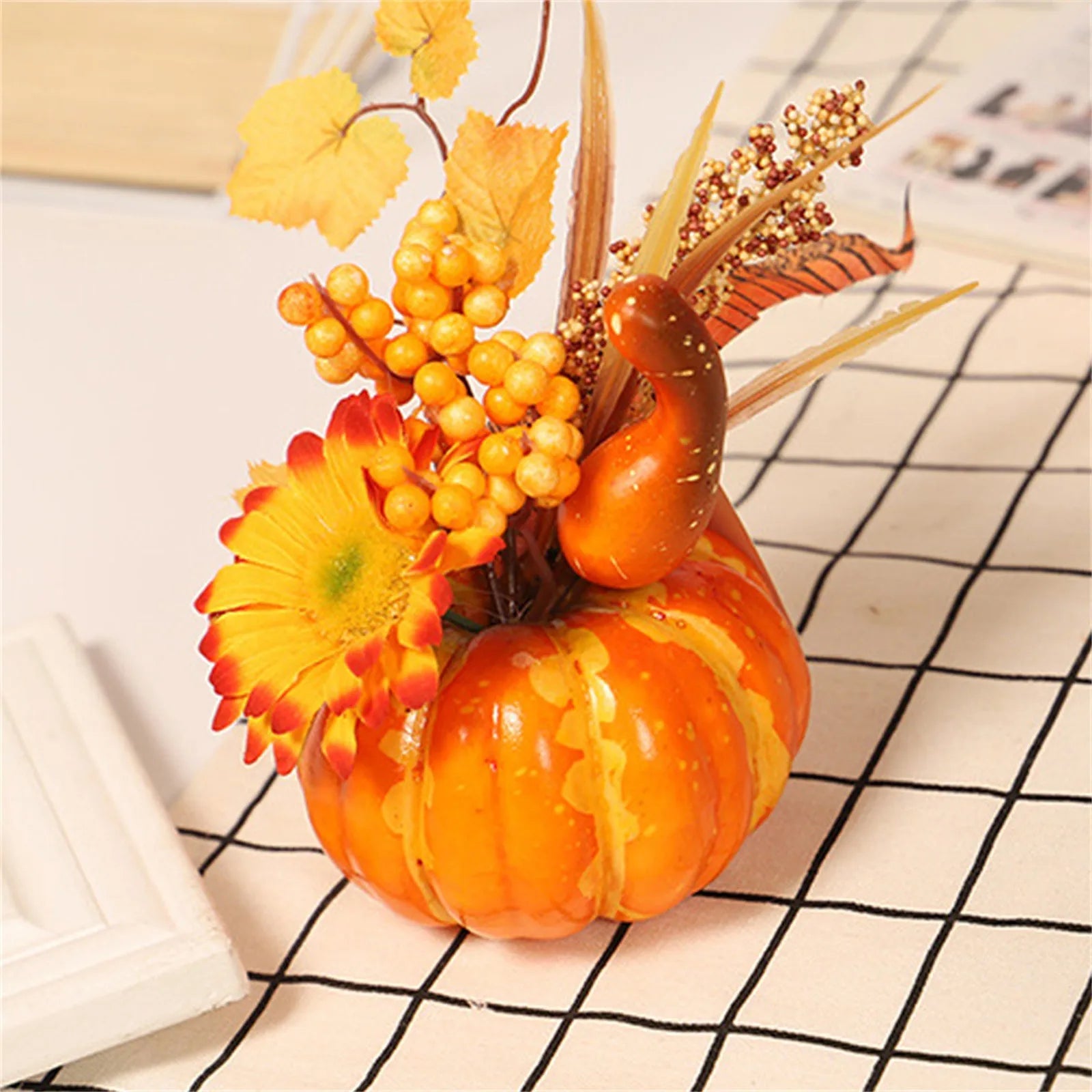 New Thanksgiving Fake Pumpkins Decor Artificial Flower Halloween House Party Fall Ornaments Home Table Centerpiece Kitchen Decor