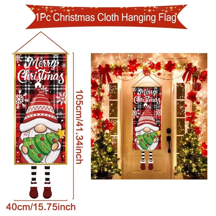 Merry Christmas Hanging Flag Christmas Decorations For Home 2024 Christmas Door Banner Xmas Gifts Navidad Happy New Year 2025