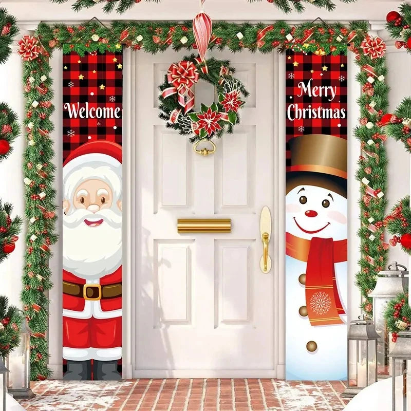 Christmas Hanging Door Banner Merry Christmas Decorations for Home Xmas Navidad Noel Natal Door Decor Happy New Year Gifts 2025