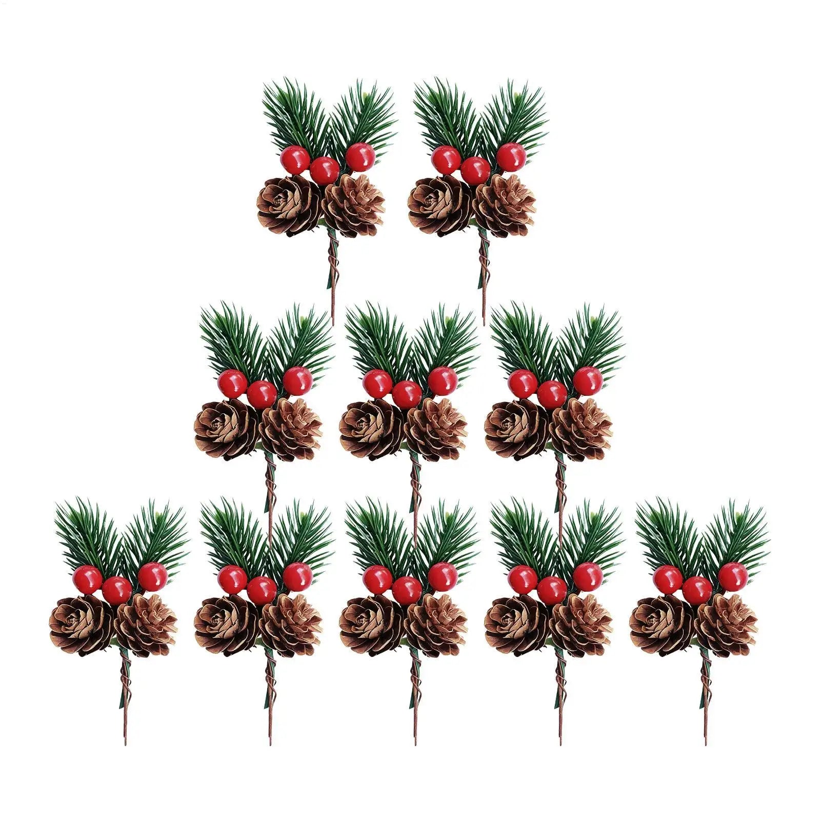 Christmas Decor Picks 10 Pieces Artificial Holiday Decoration Decorative Christmas Branches for Wedding Setup Greeting Cards