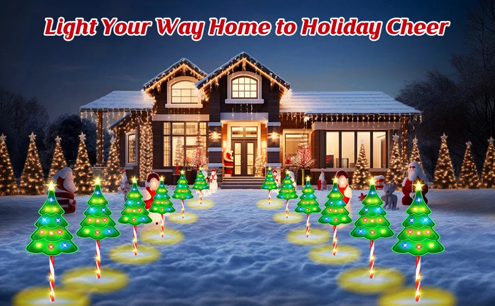6/12 Pack Christmas Decorations Outside, Solar Christmas Pathway Lights Outdoor Candy Lights For Pathway Yard Garden Outside