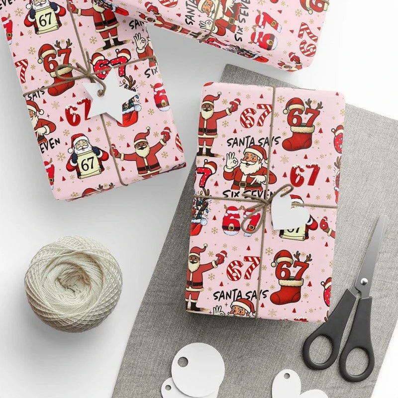 67 Christmas Wrapping Paper, 6 7 Wrapping Paper, 67 Funny Christmas Gift Wrap For Kids, Santa 67