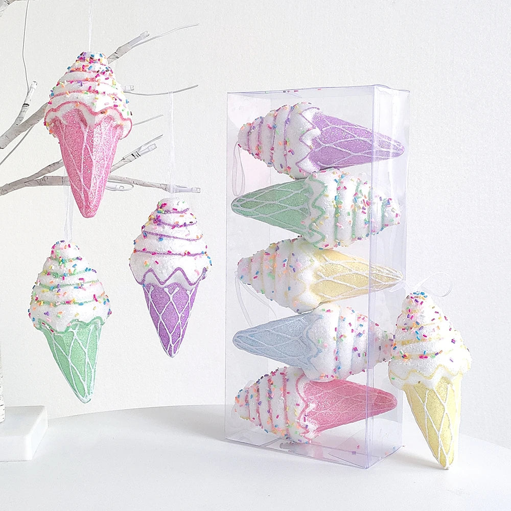 Mix Cute Candy Donuts Cupcake Ice Cream Cone Christmas Ornaments Kit Christmas Tree Hanging Decorations Gifts Navidad Natal