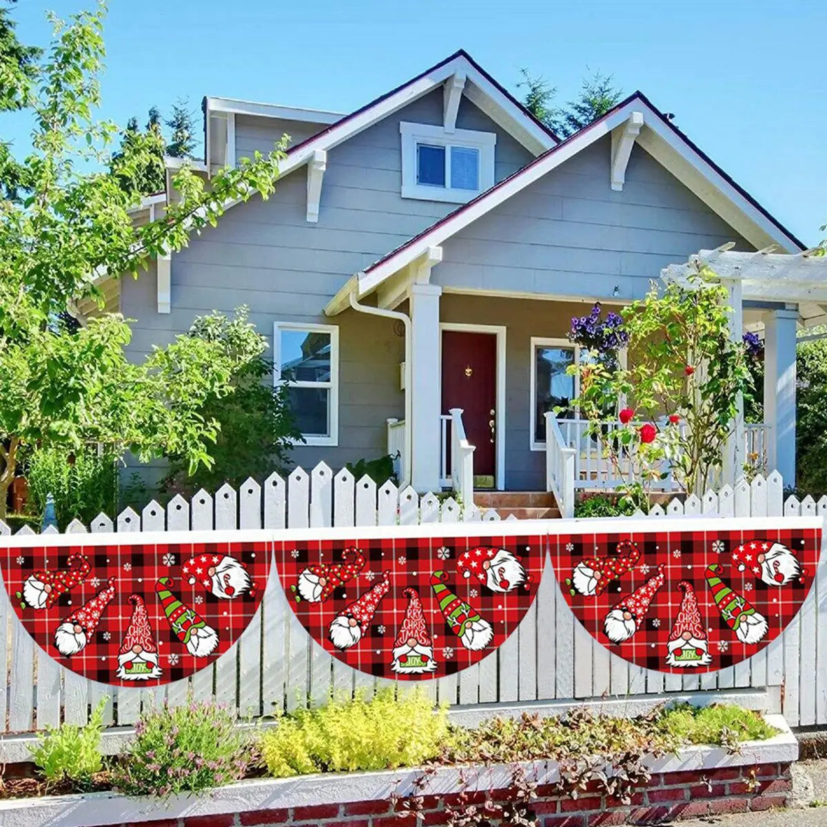 Christmas Outdoor Fan-shaped Flag Banner Merry Christmas Decoration for Home 2024 Xmas Ornament Navidad Natal Noel New Year 2025