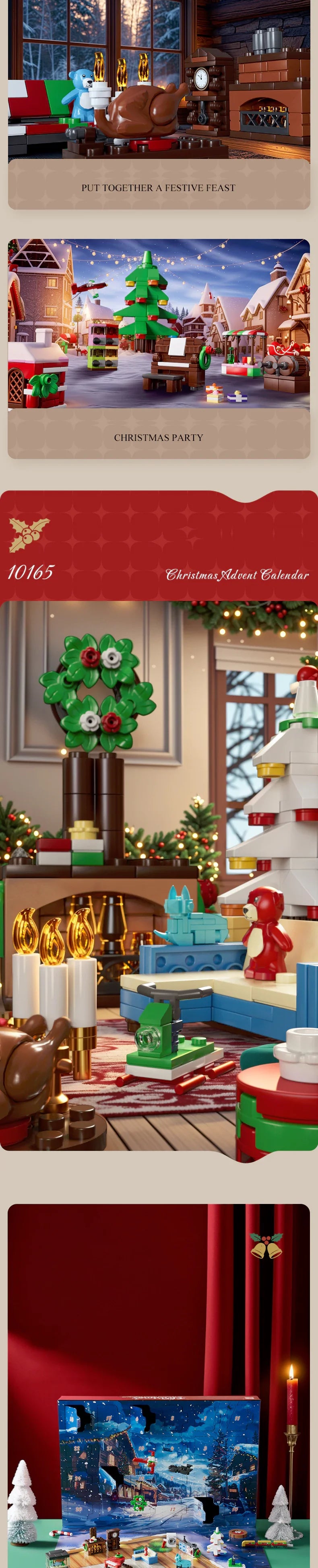 Creative Expert Christmas Countdown Calendar Model Building Blocks City Series Blind Box Brick Puzzle Toy for Kid Christmas Gift