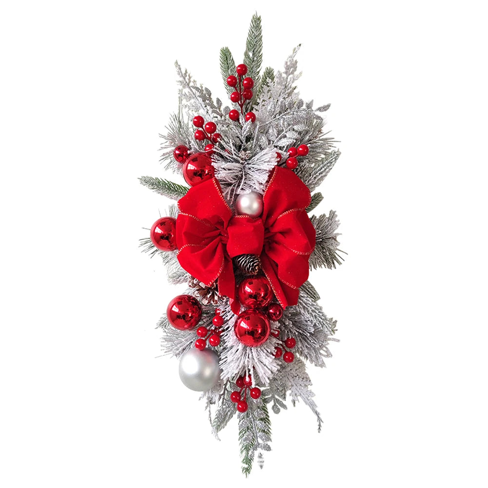 Door Stairs Wreath Christmas Wreath Hanging Pendants Artificial Flowers Stairway Swag Trim Garland Christmas Decorations 2024