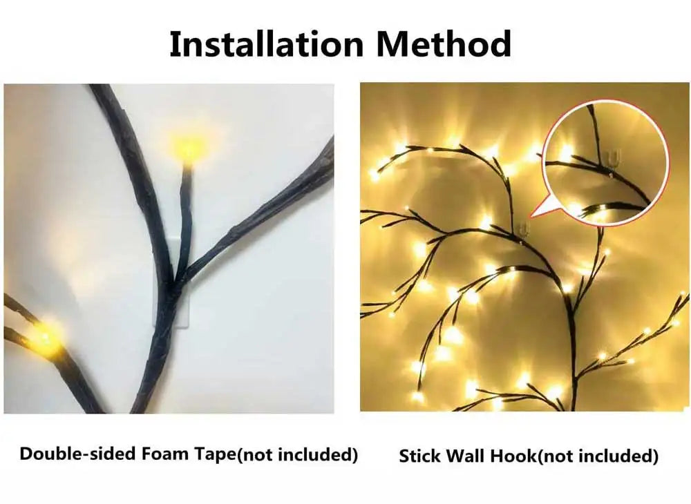 Christmas Decorations Artificial Plants Vine Tree Willow Rattan Lights 144 LED Wall Bedroom Living Room Valentine's Day Decor