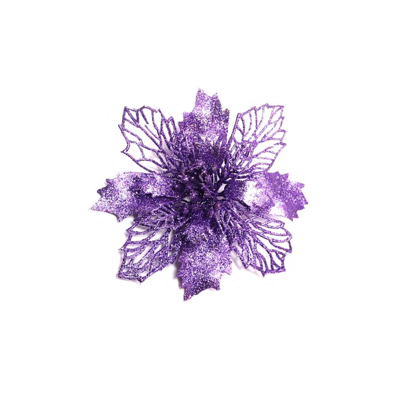 9cm Glitter Artifical Christmas Flowers Christmas Tree Wreath Decorations Fake Flowers Xmas Garland Ornaments New Year 2024