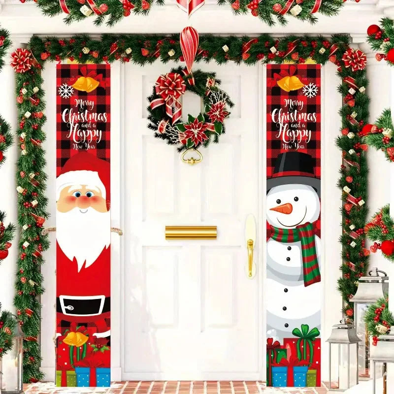 3pcs Christmas Decorations Wooden Welcome Sign and Christmas Hanging Door Banner Merry Christmas Decorations for Home Xmas