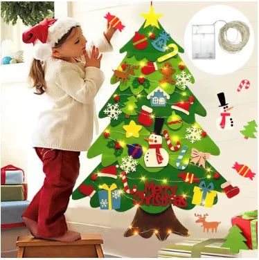DIY Felt Christmas Tree Christmas Decoration for Home Navidad 2022 New Year Christmas Ornaments Santa Claus Xmas Kids Gifts