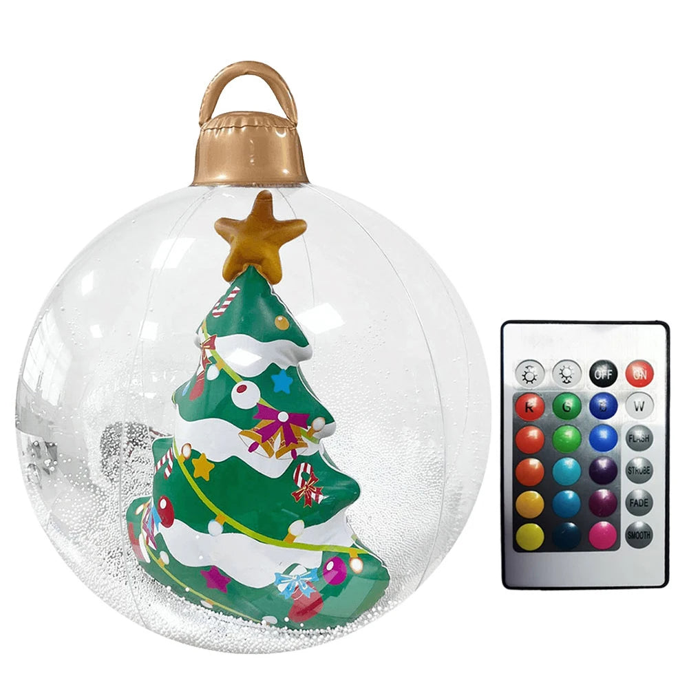 60cm Inflatable Christmas Ball With Light Santa Claus Snowman Christmas Tree Giant Big Large Christmas Balls Ornament Xmas Decor