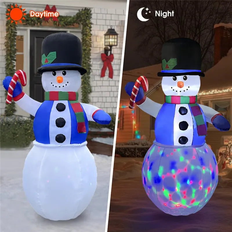 Christmas Decoration 1.8m Inflatable Gentleman Snowman with LED Lights Xmas New Year Party Indoor Outdoor Inflatable Ornament