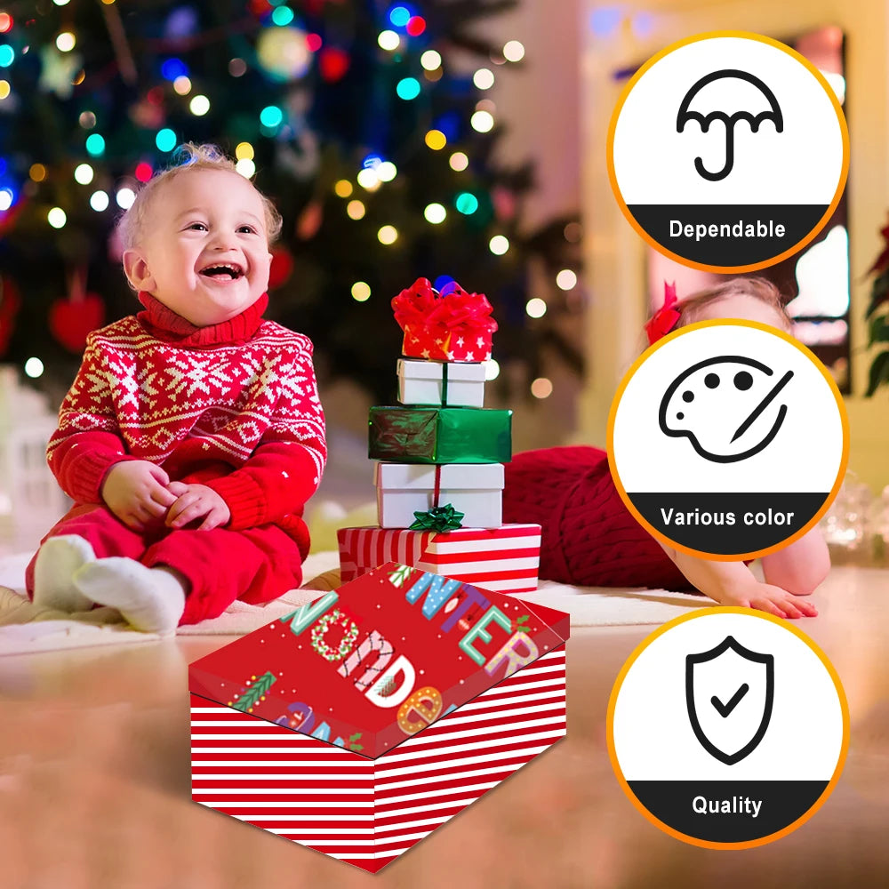 10 Pieces Christmas Striped Gift Packaging Box Set Christmas Decorations for Holiday Gift Wrapping