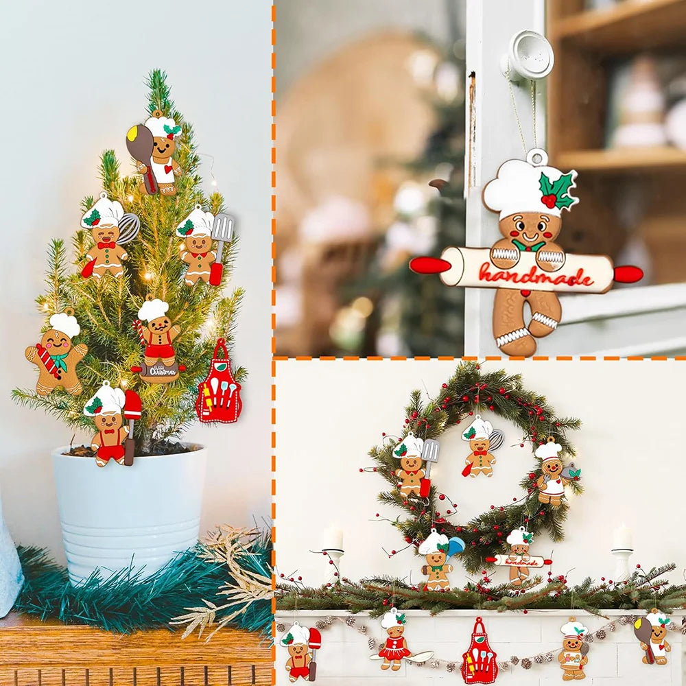 Christmas Decoration for Christmas Tree Ornaments Cooking Gingerbread Man Ornaments Hanging Decor for Tree Kitche Party Supplies