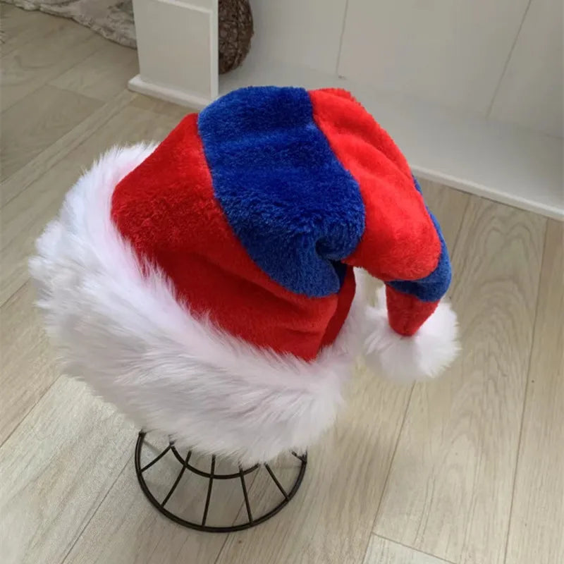 Christmas Black Red Plush Hat Santa Novelty Hat Kids Christmas Decorations For New Year Home Santa Claus Gift Party Supplies