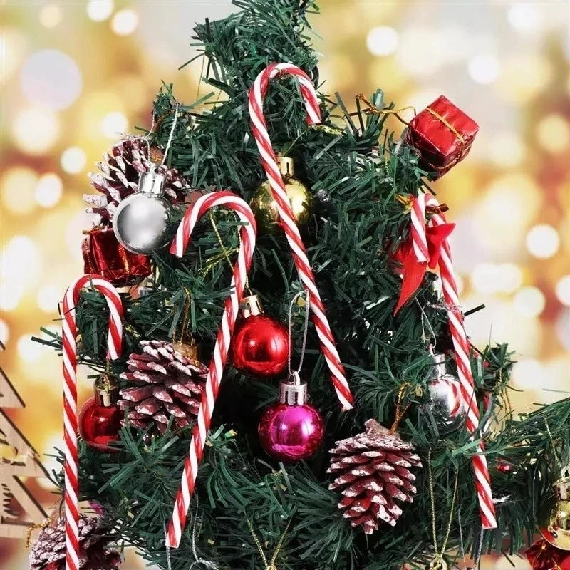 6pcs Christmas Candy Cane Pendants Red Candy Crutch Xmas Tree Hanging Decoration For Home New Year Gifts Navidad Noel Ornaments